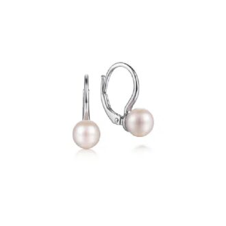 Gabriel Sterling Silver Pearl Leverback Earrings
