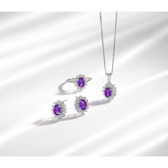 Halo Fashion Ring with .20ctw Round Diamonds and Oval Creamy SS in White Gold