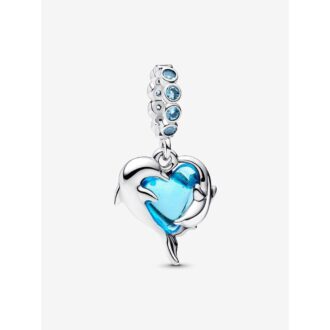 Pandora Dolphin Dangle Charm with Aqua Murano & Blue Crystal