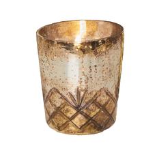 Elegant Criss Cross Gold Mercury Votive Holder with LED Tealight