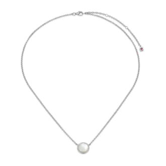 Lustre White Mother of Pearl Drop Pendant Necklace with Rolo Chain