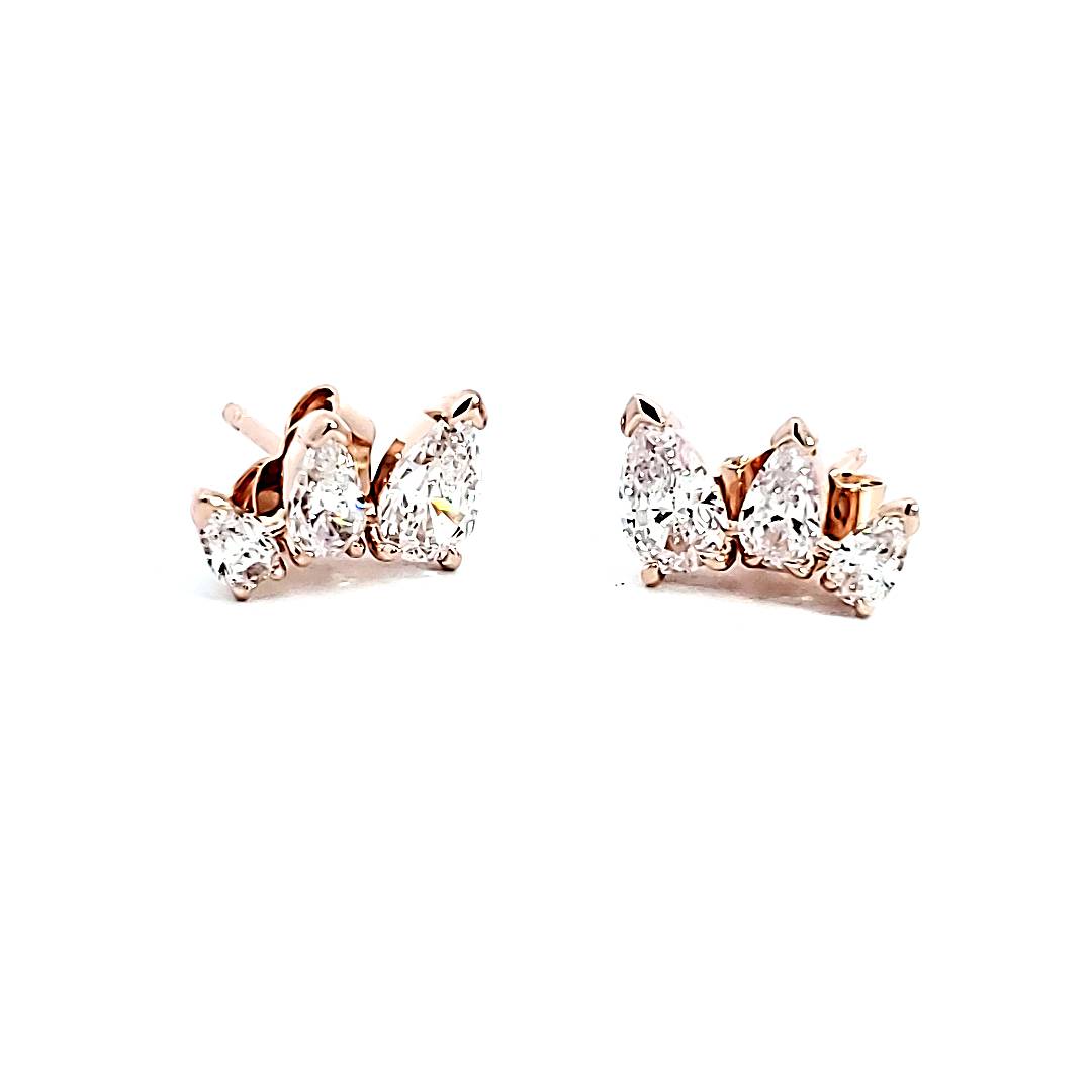Sparkling Pear Stud Earrings