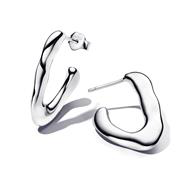 Pandora Organically Shaped Sterling Silver Hoop Earrings
