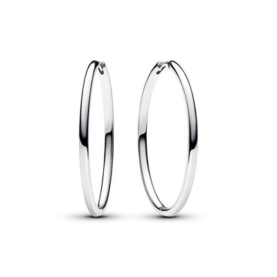 Pandora Sterling Silver 40MM Charm Hoop Earrings
