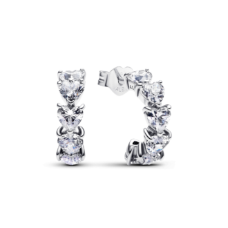 Pandora Silver Heart CZ Huggie Hoop Earrings