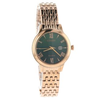 Citizen Women's Rose-Tone Green Dial Roman Numeral Watch