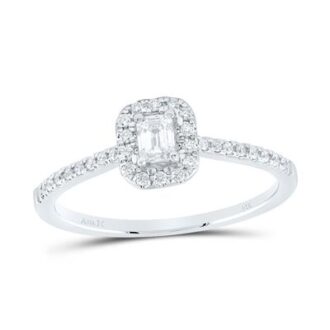 Halo Promise Ring with 1/4ctw Round Diamonds in 14k White Gold