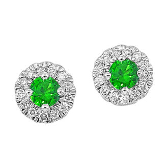Halo Stud Earrings with 1/10ctw Round Diamonds in 10k White Gold