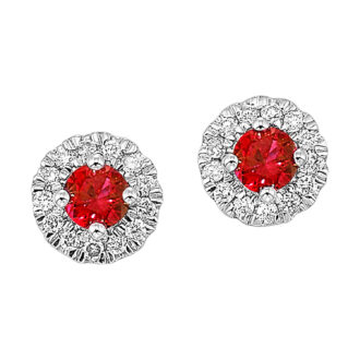 Halo Stud Earrings with 1/10ctw Round Diamonds in 10k White Gold