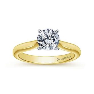 Gabriel Cathedral Solitaire Engagement Ring in 14k Yellow Gold and White Gold