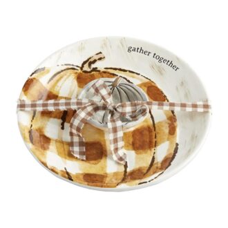 Charming Painted Pumpkin Chip and Dip Serving Bowl