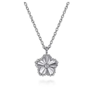 Gabriel Bujukan Flower Drop Pendant Necklace in Sterling Silver