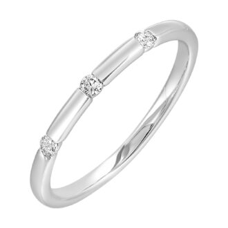 3 Stone Stackable Ring with .12ctw Diamonds in 14k White Gold