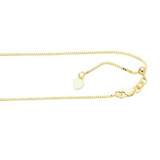 10k Yellow Gold Box Chain 22" Adjustable, 0.8mm