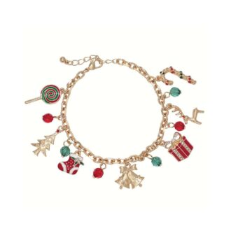 Gold Festive Holiday Charm Bracelet