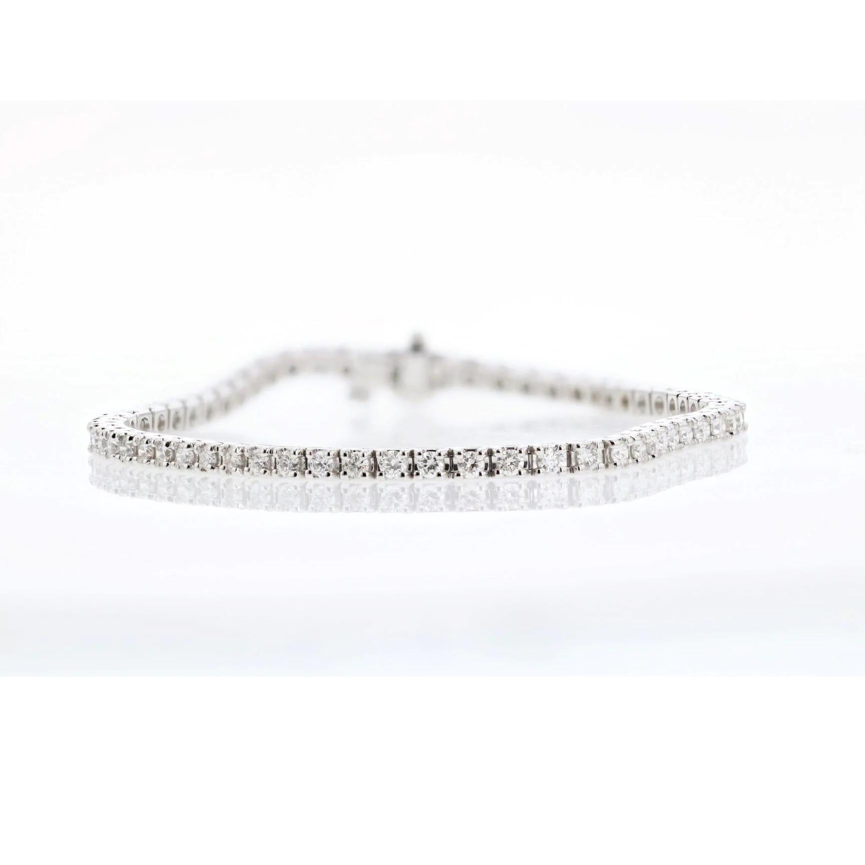 Tennis Bracelet with 1ct Round Lab Grown Diamonds in 14k White Gold