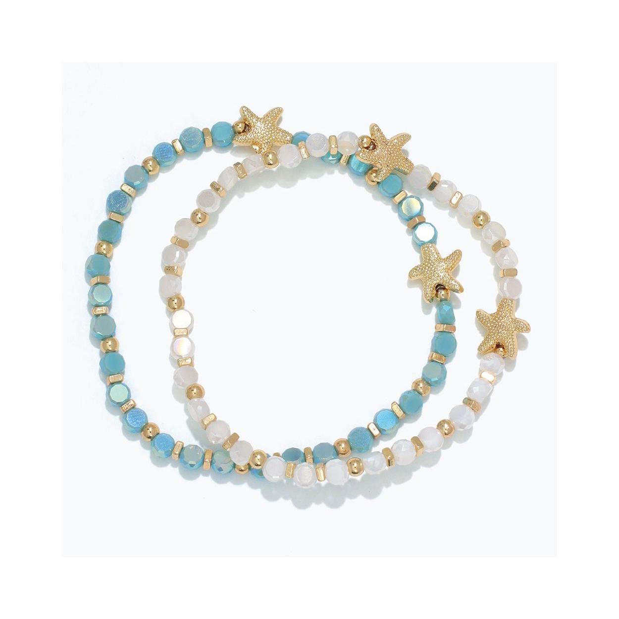 Starfish Bracelet with Yellow and Blue Beads