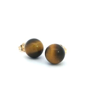 14K Yellow Gold 8mm Tiger Eye Stud Earrings for Every Occasion
