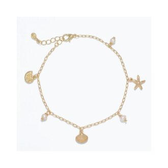 Gold Sea Life Charm Open Link Anklet