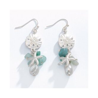Silver Sand Dollar & Starfish Dangle Earrings