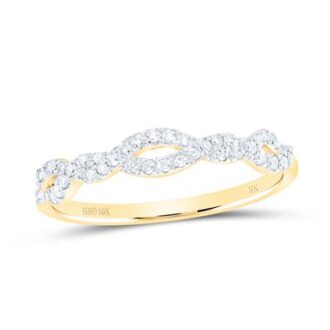Twist Fashion Stackable Ring with 1/6ctw Round Diamonds in 10k Yellow Gold