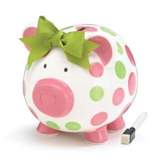 Pink and Green Polka Dot Piggy Bank