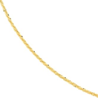 14K Yellow Gold 16" Sparkle Chain, 1.3mm Spring Clasp