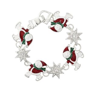 Whimsical Skating Snowmen and Stars Link Bracelet