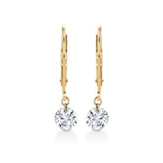 Lab Grown Diamond Leverback Earrings 1ctw in 14k Yellow Gold