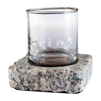 Stylish Granite Coaster with Vintage Glass 'Drink' Design