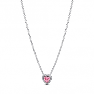 Pandora Sterling Silver Pink & Clear CZ Heart Halo Pendant