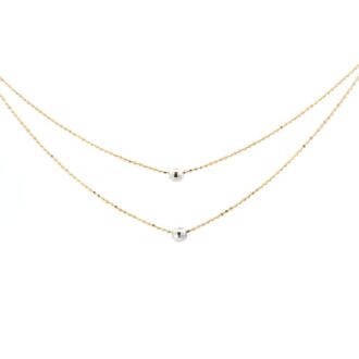 Pre-Owned 14k Yellow 2-Strand Bead Chain w/Diamond, 16in