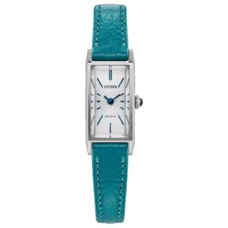 Citizen Ladies Rectangular Teal Leather Dress Watch
