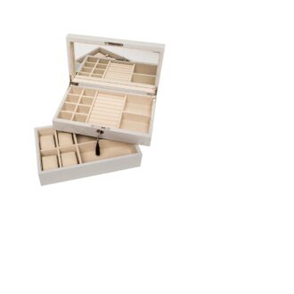 Silver Stackable 2-Tray High-Gloss Jewelry Box