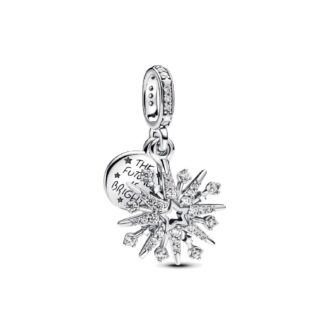 Sparkling Firework Dangle Charm in Silver
