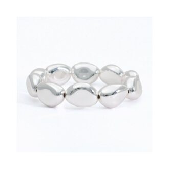 Silver Polished Organic Shaped Bead Bracelet