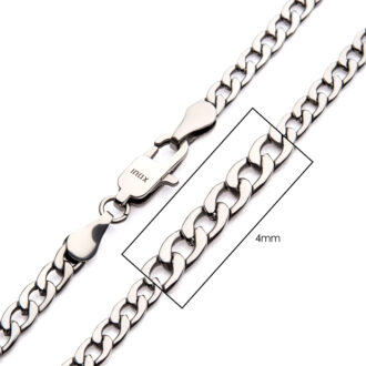 Inox 4mm Classic Curb Chain Necklace in Stainless Steel 22"