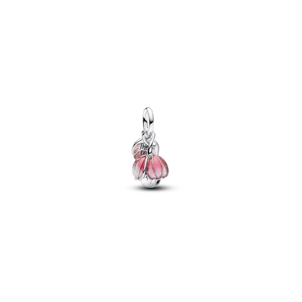 Pandora Openable Glittery Pink Flower Silver Dangle Charm