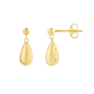 Elegant Teardrop Dangle Earrings in 14K Yellow Gold