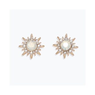 Yellow Sunburst Opalescent Crystal Stud Earrings