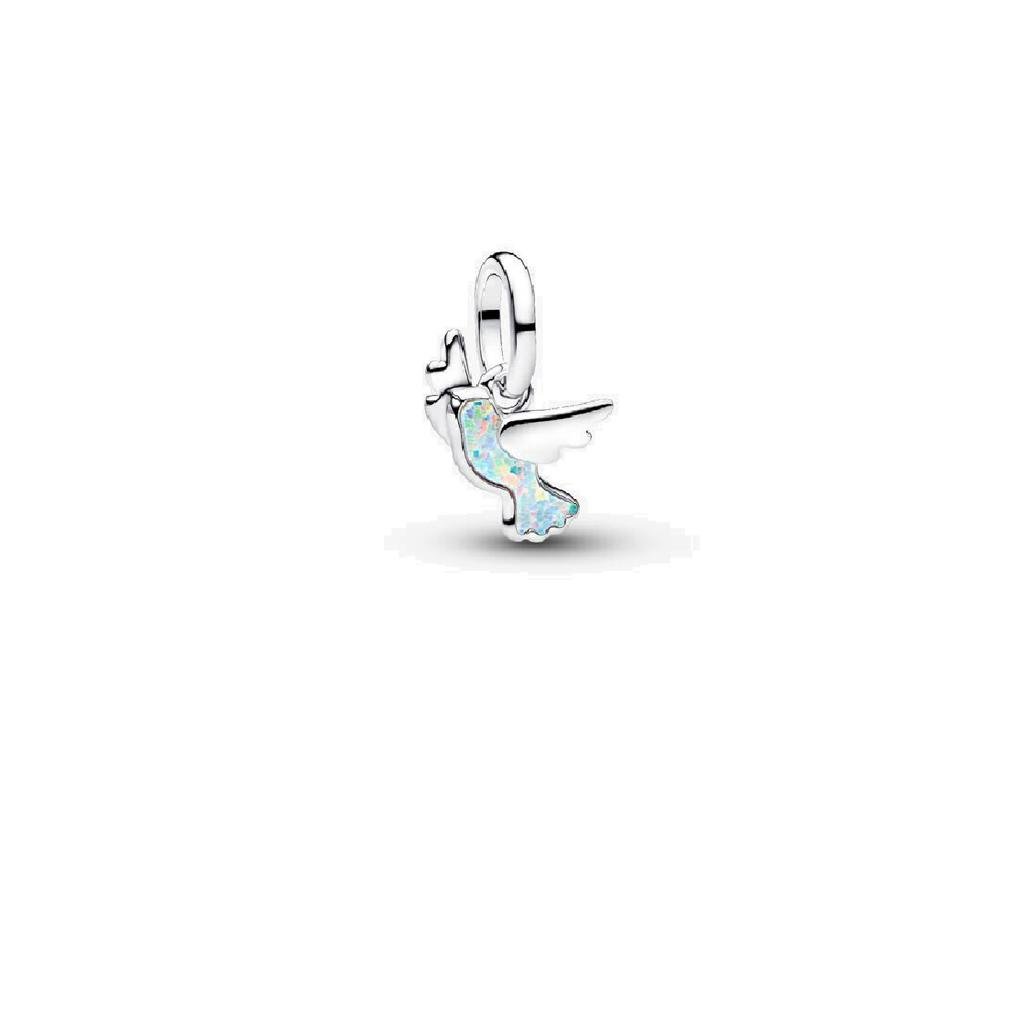 Pandora Opal Dove Dangle Charm in Silver