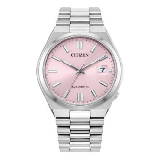 Citizen Unisex Stainless Steel Pink Dial Date Dress Watch