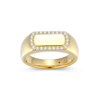 Allure Yellow Gold Plated CZ Signet Ring in Size 7