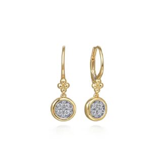 Gabriel Cluster Bujukan Drop Earrings with .29ctw Diamonds in 14k Yellow Gold
