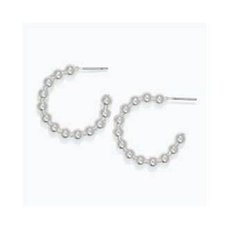 Silver Beaded Hoop Earrings
