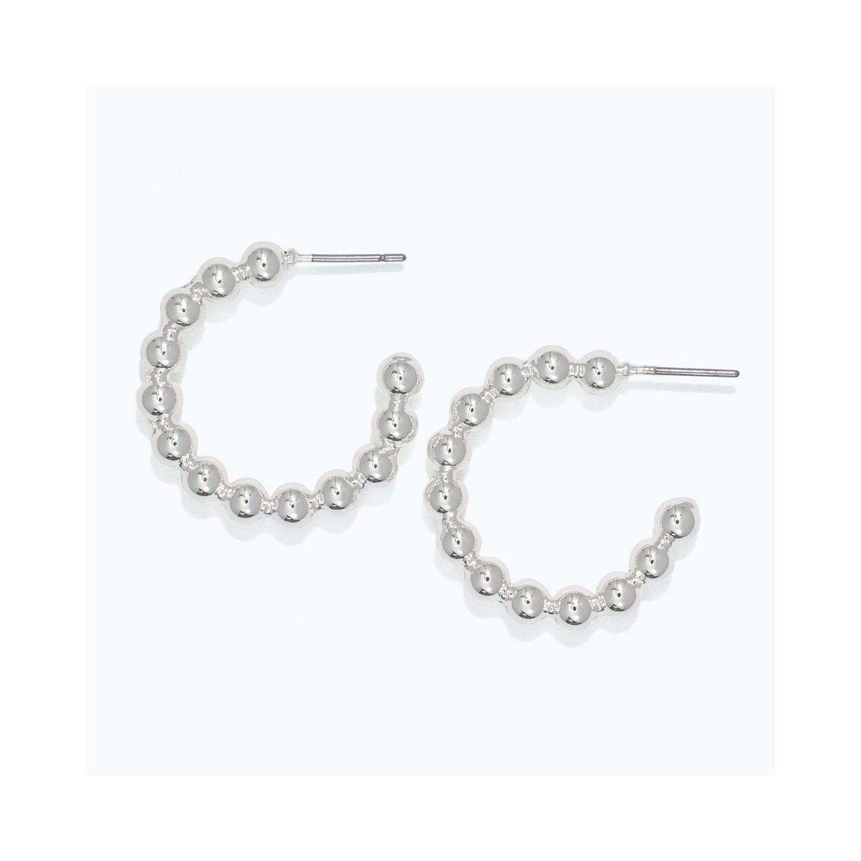 Silver Beaded Hoop Earrings
