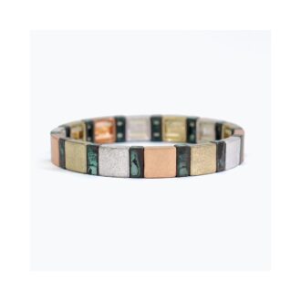 Trendy Patina Tritone Square Bead Bracelet