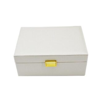 Leah 2-Tier Pearl White Jewelry Box
