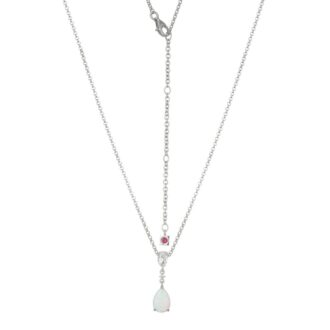 Sterling Silver Created Opal & White Topaz Pear Pendant