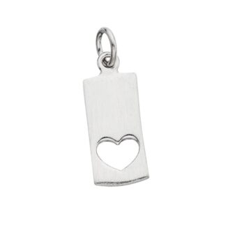 Small Heart Cutout Tag Charm in Sterling Silver